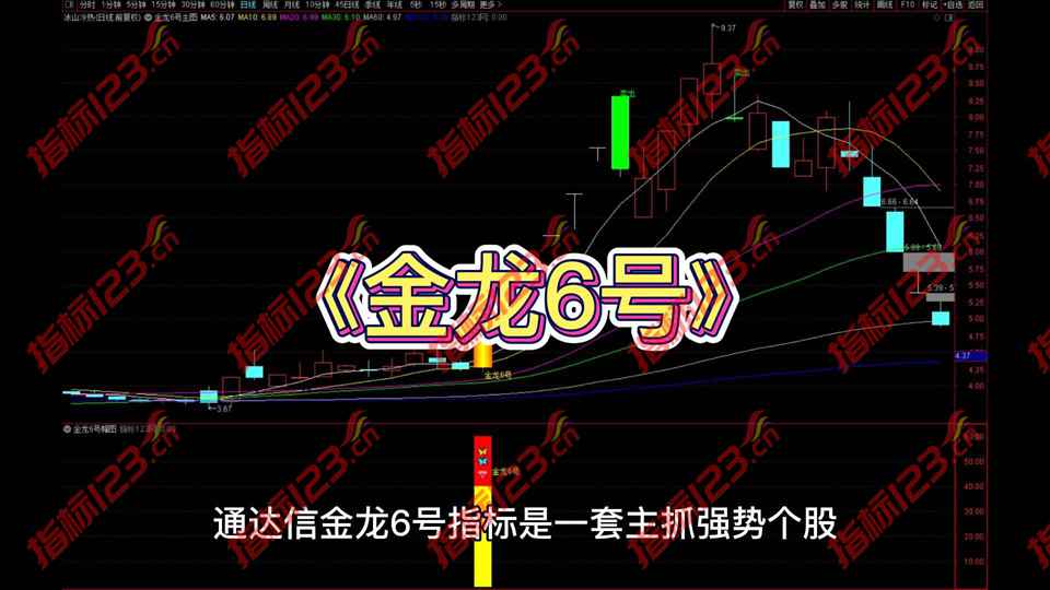 通达信《金龙6号》主图+副图+选股预警指标公式源码